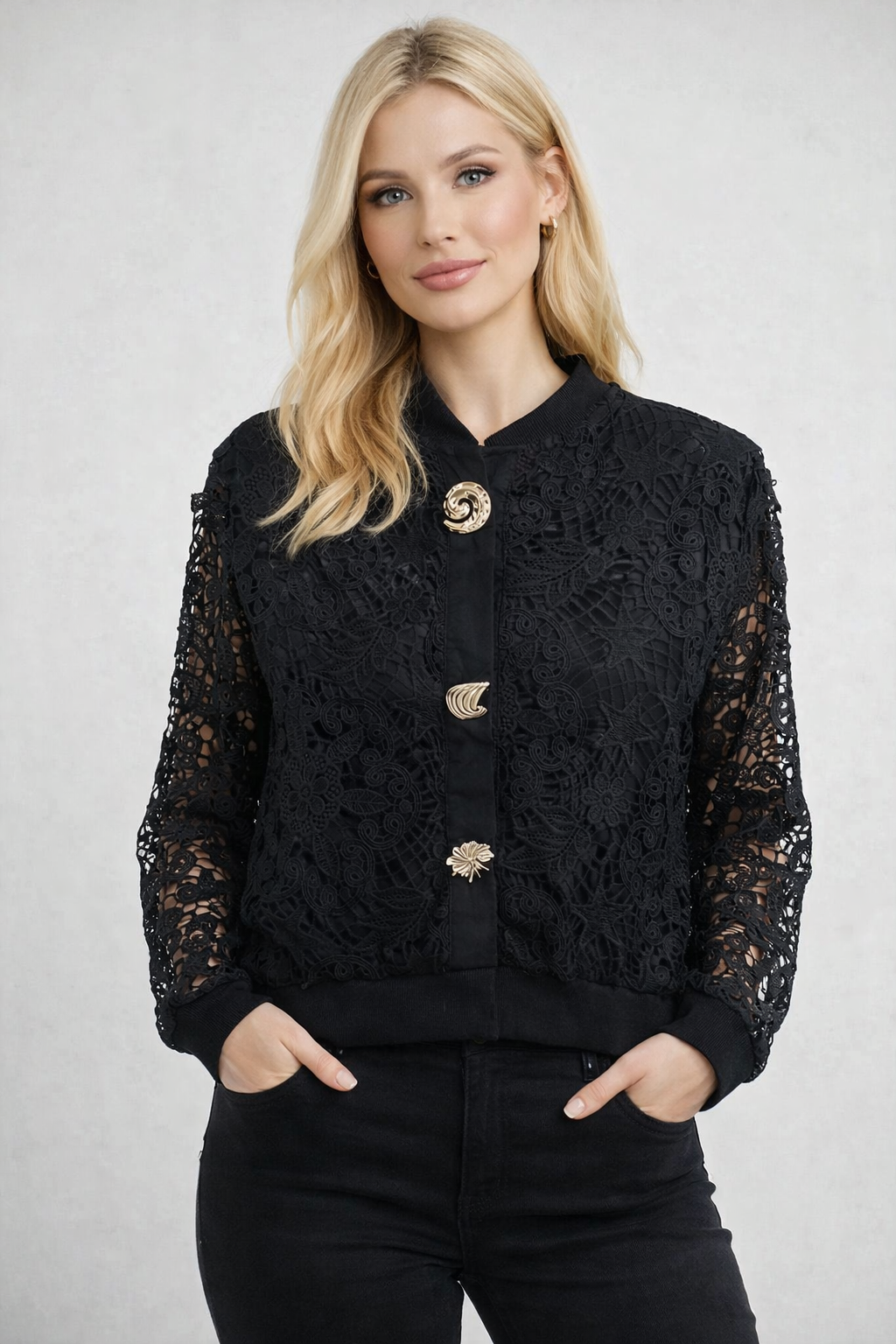 Lace Detail Cropped Jacket