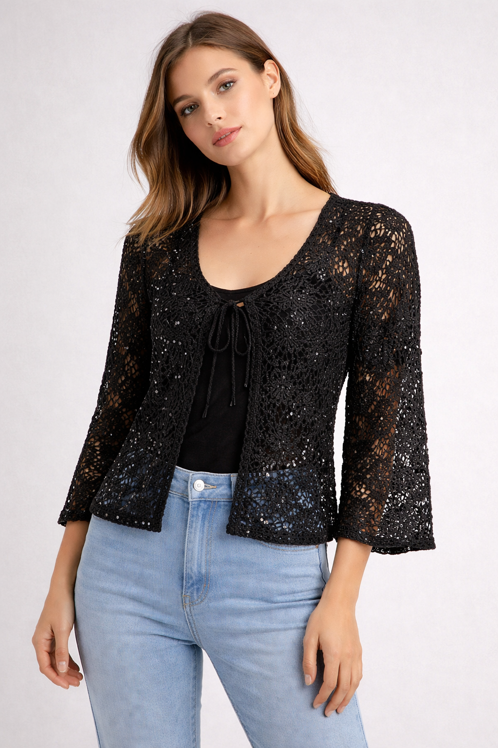 Sequin Crochet Cardigan