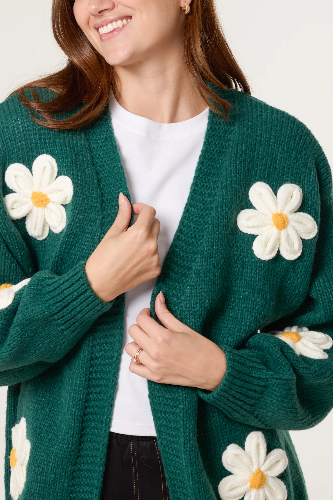 Flocking Daisy Open Knit Cardigan