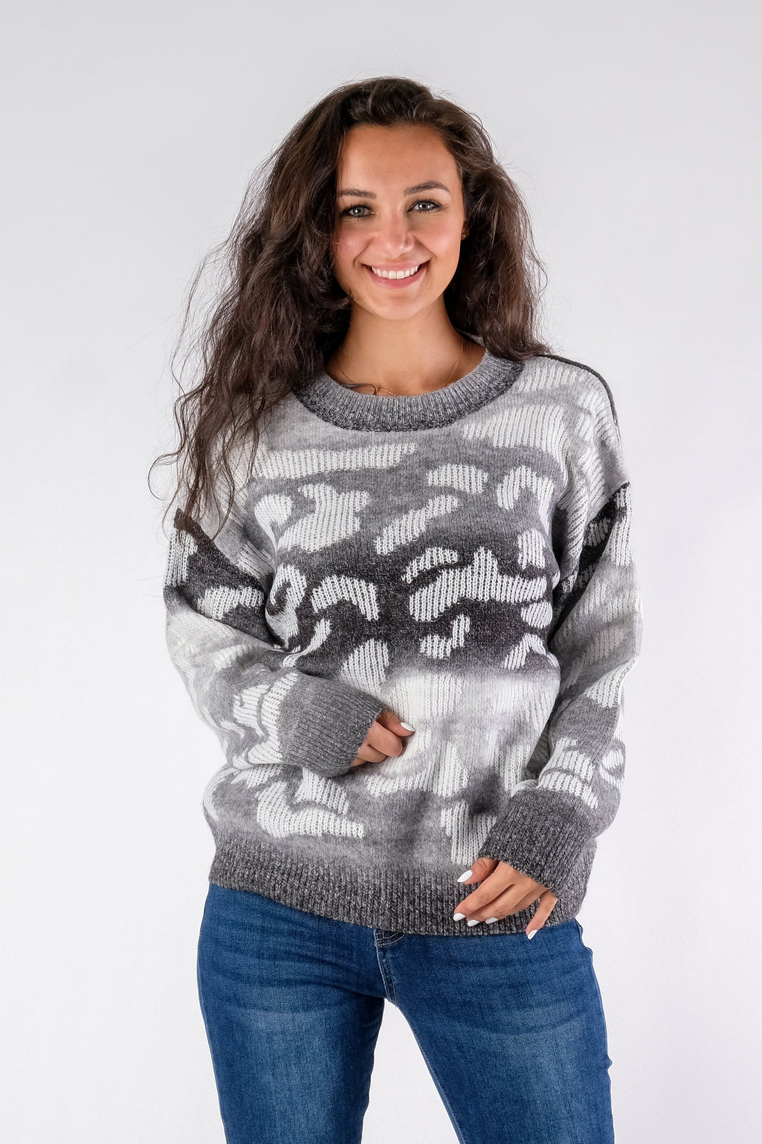 Camila - Animal Print Soft Knit Jumper - Pinstripe