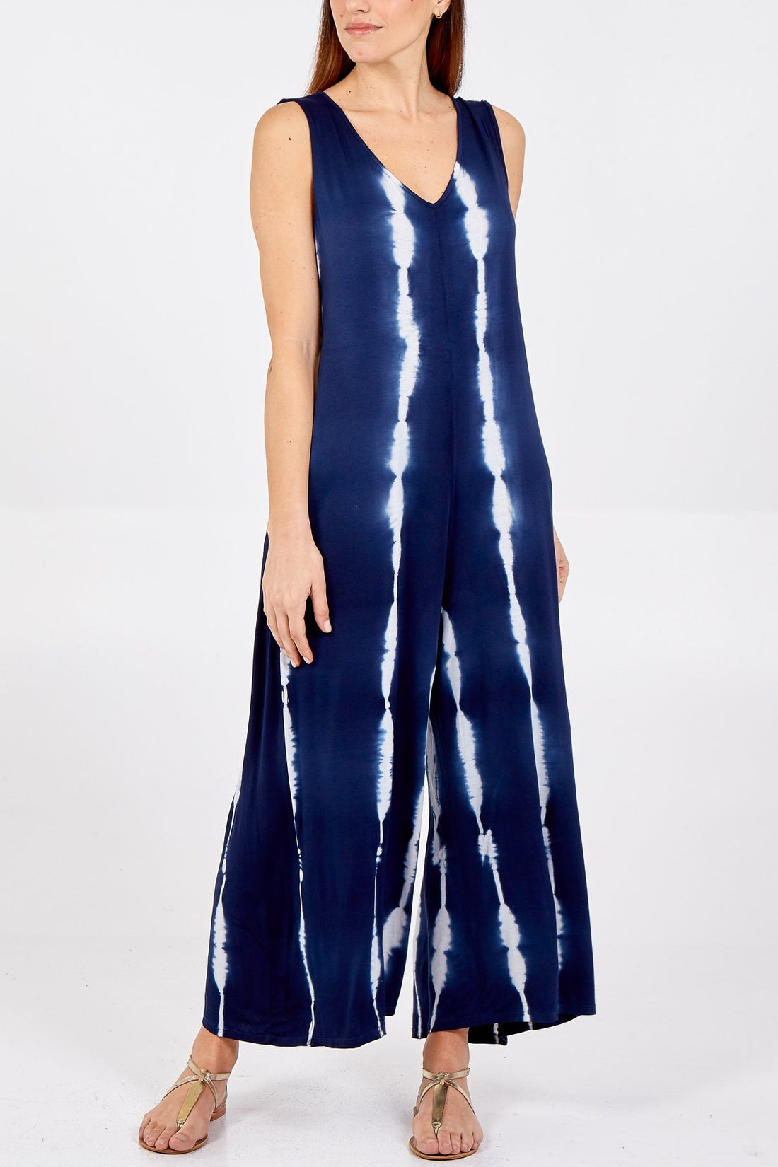 Lizzie - Oversized Tie Dye Print Jumpsuit - Pinstripe