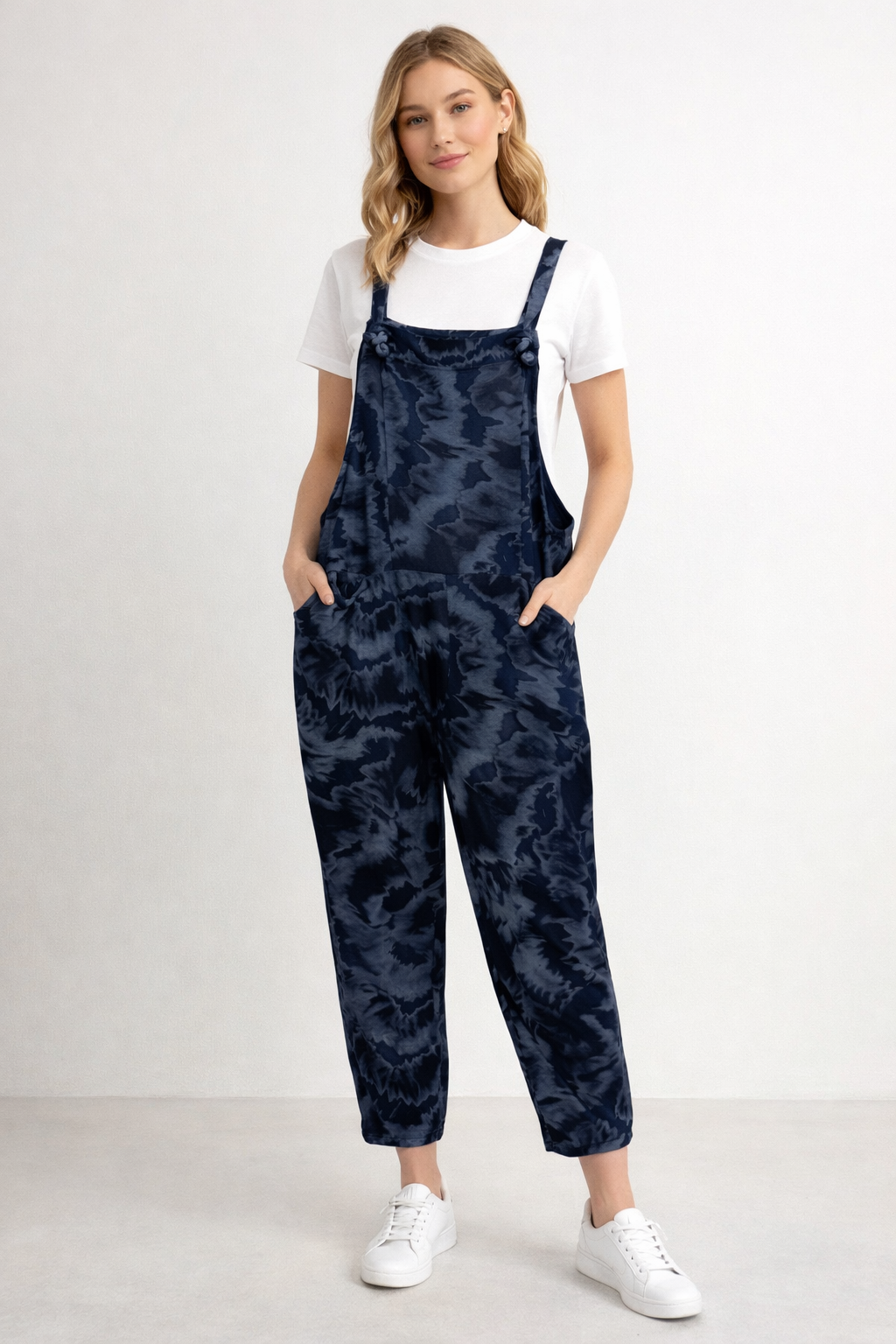 Tie-Dye Print Dungarees 3/4 Length