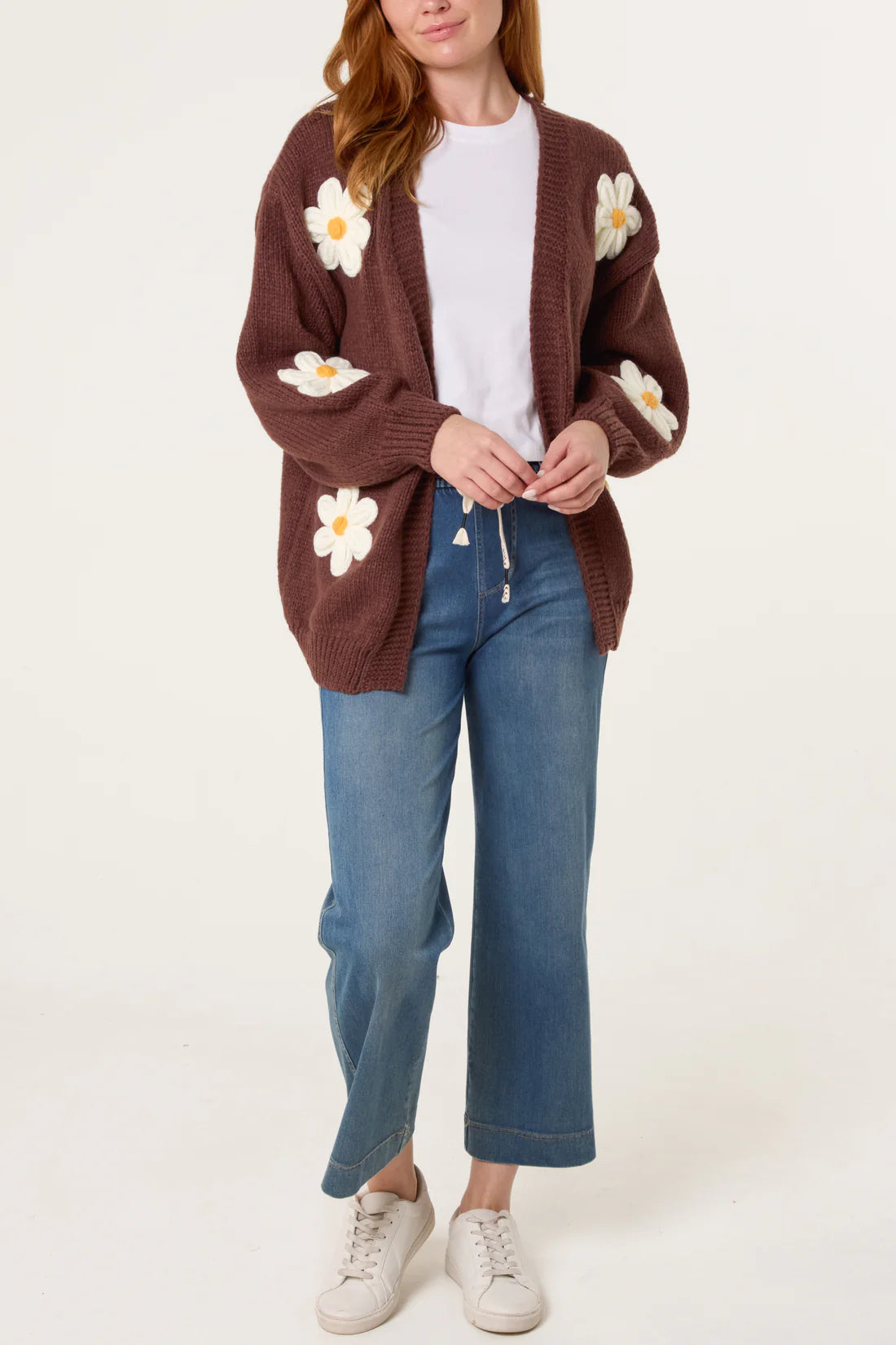 Flocking Daisy Open Knit Cardigan
