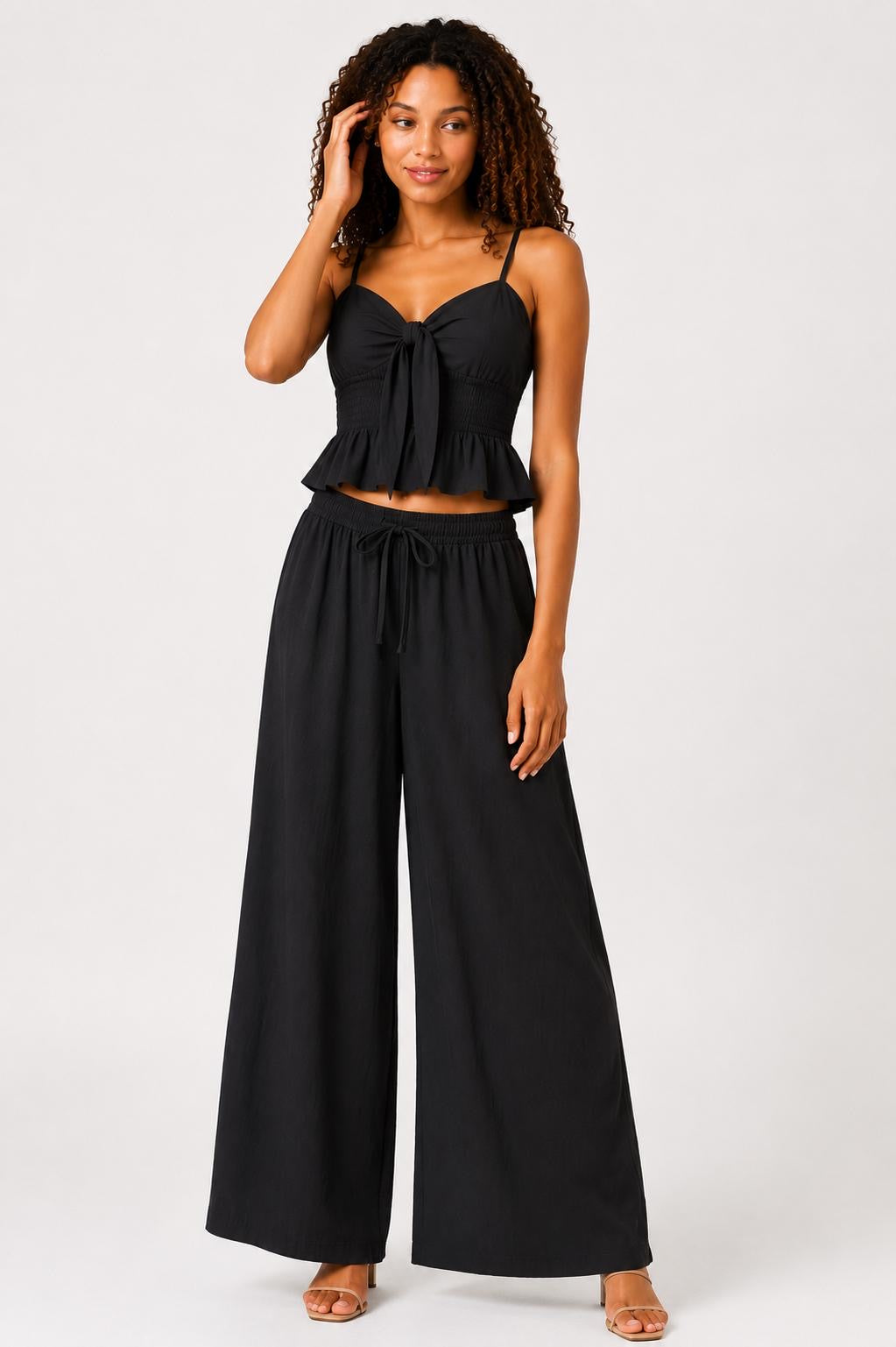 Tie Front Wide Leg Co-Ord Set