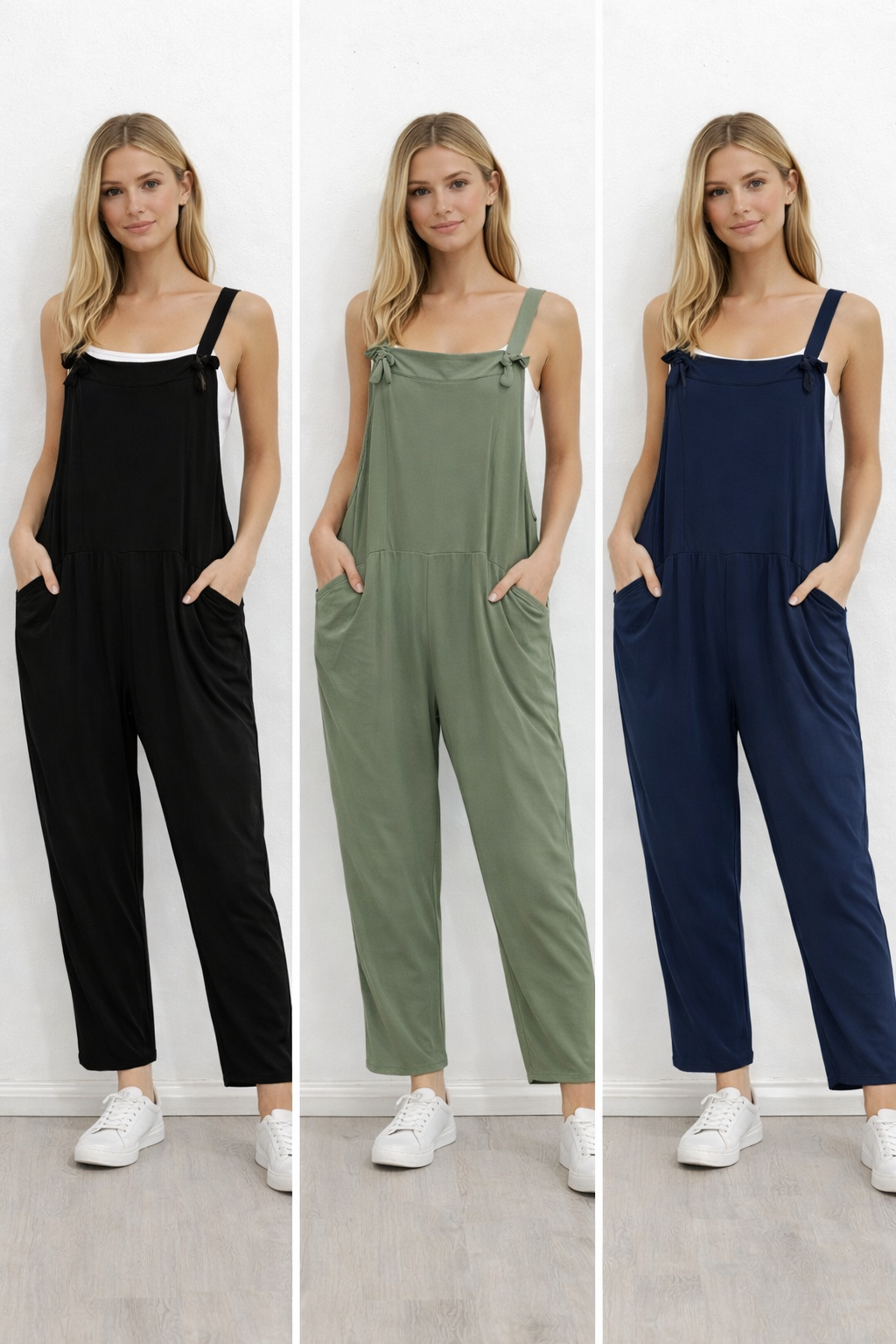 Plaine - Bow Detail Plain Dungarees