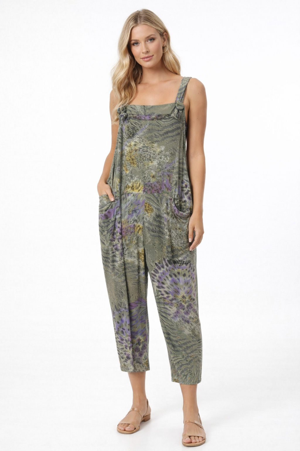 Boho Safari Print Dungarees 3/4 Length