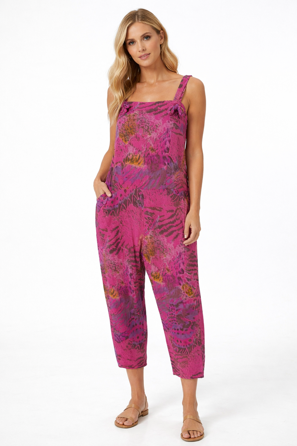 Boho Safari Print Dungarees 3/4 Length