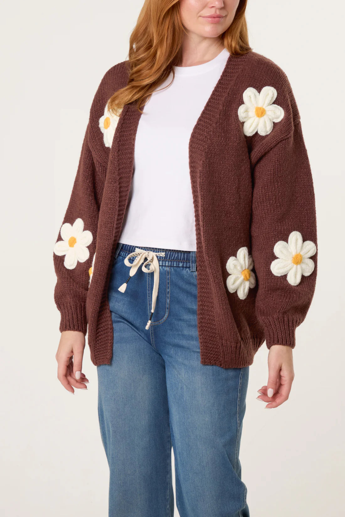 Flocking Daisy Open Knit Cardigan