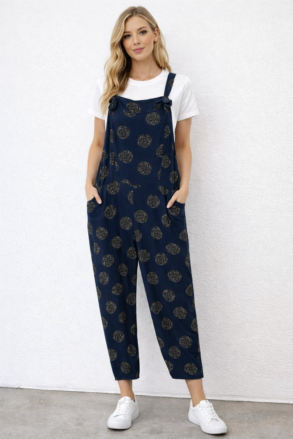 Leopard Print Polka Dots Dungarees 3/4 Length
