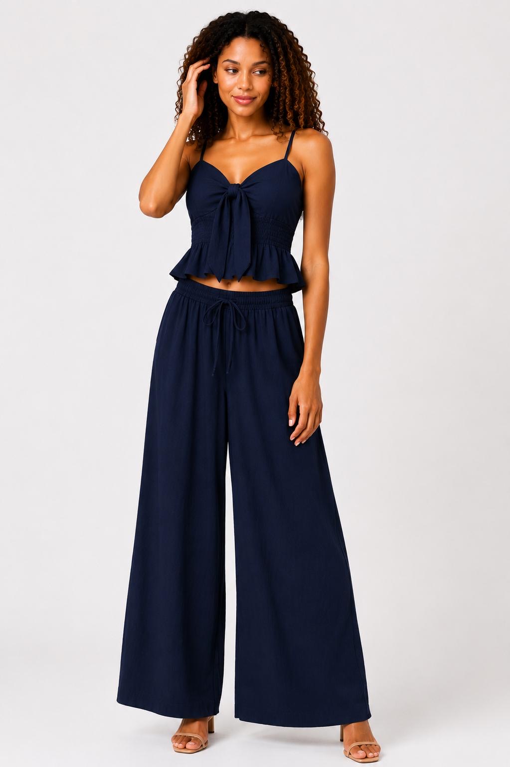 Tie Front Wide Leg Co-Ord Set
