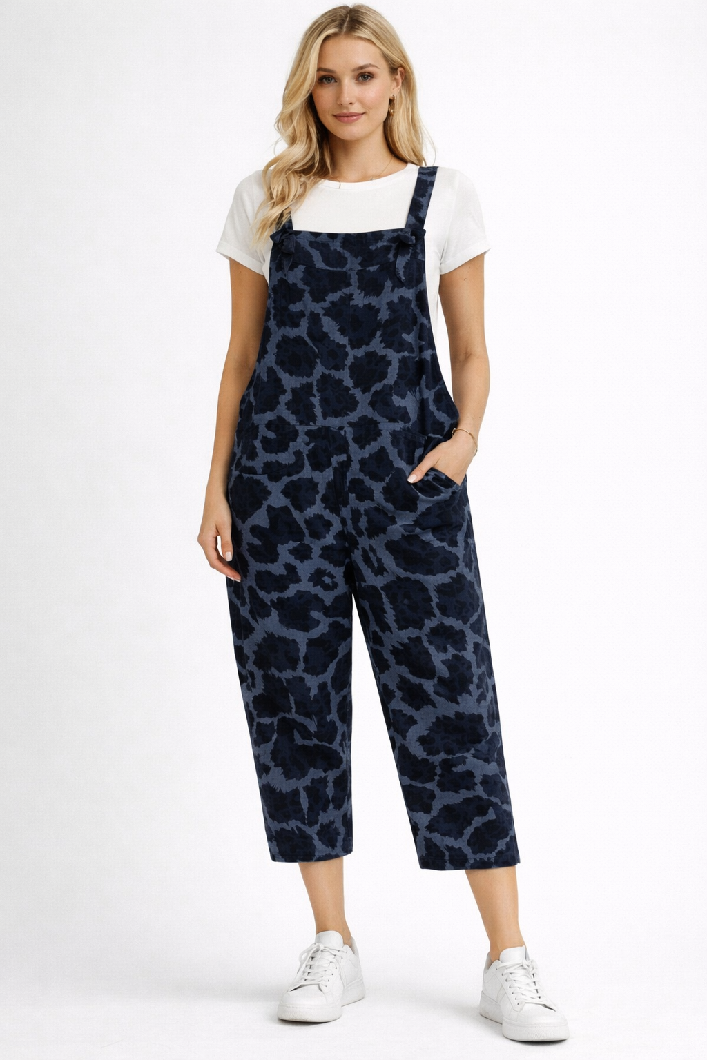 Abstract leopard print Dungarees 3/4 Length