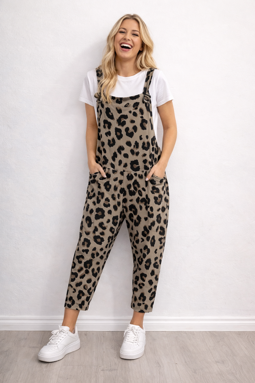 Leopard Print Dungarees 3/4 Length