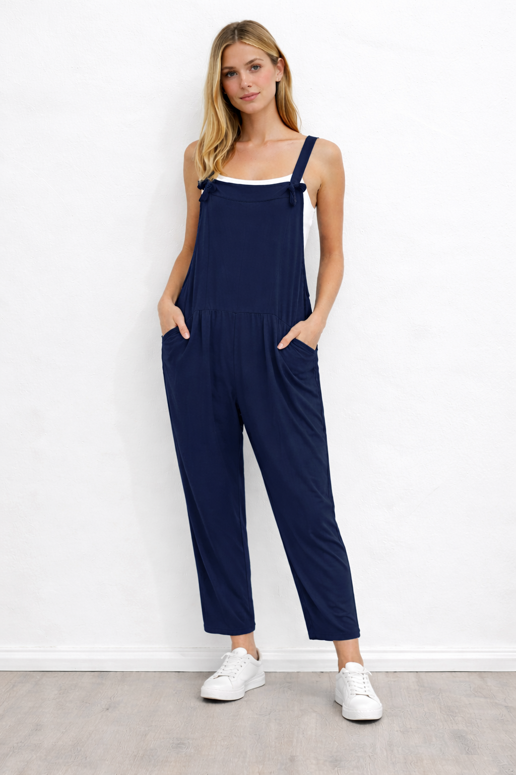 Plaine - Bow Detail Plain Dungarees