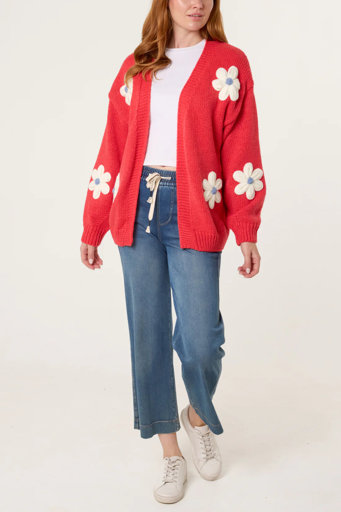 Flocking Daisy Open Knit Cardigan