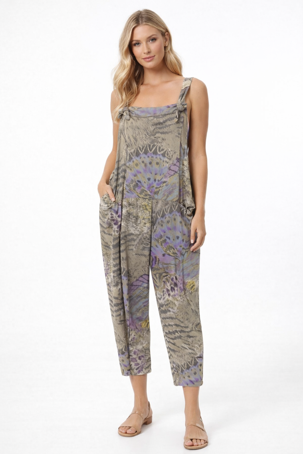 Boho Safari Print Dungarees 3/4 Length