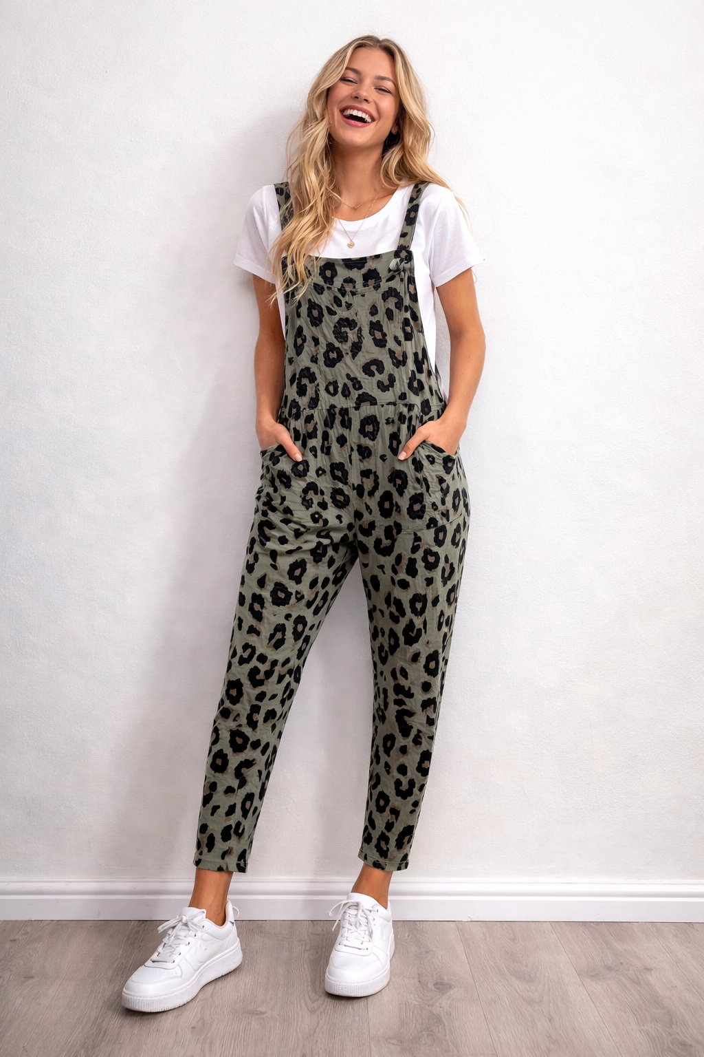 Leopard Print Dungarees 3/4 Length