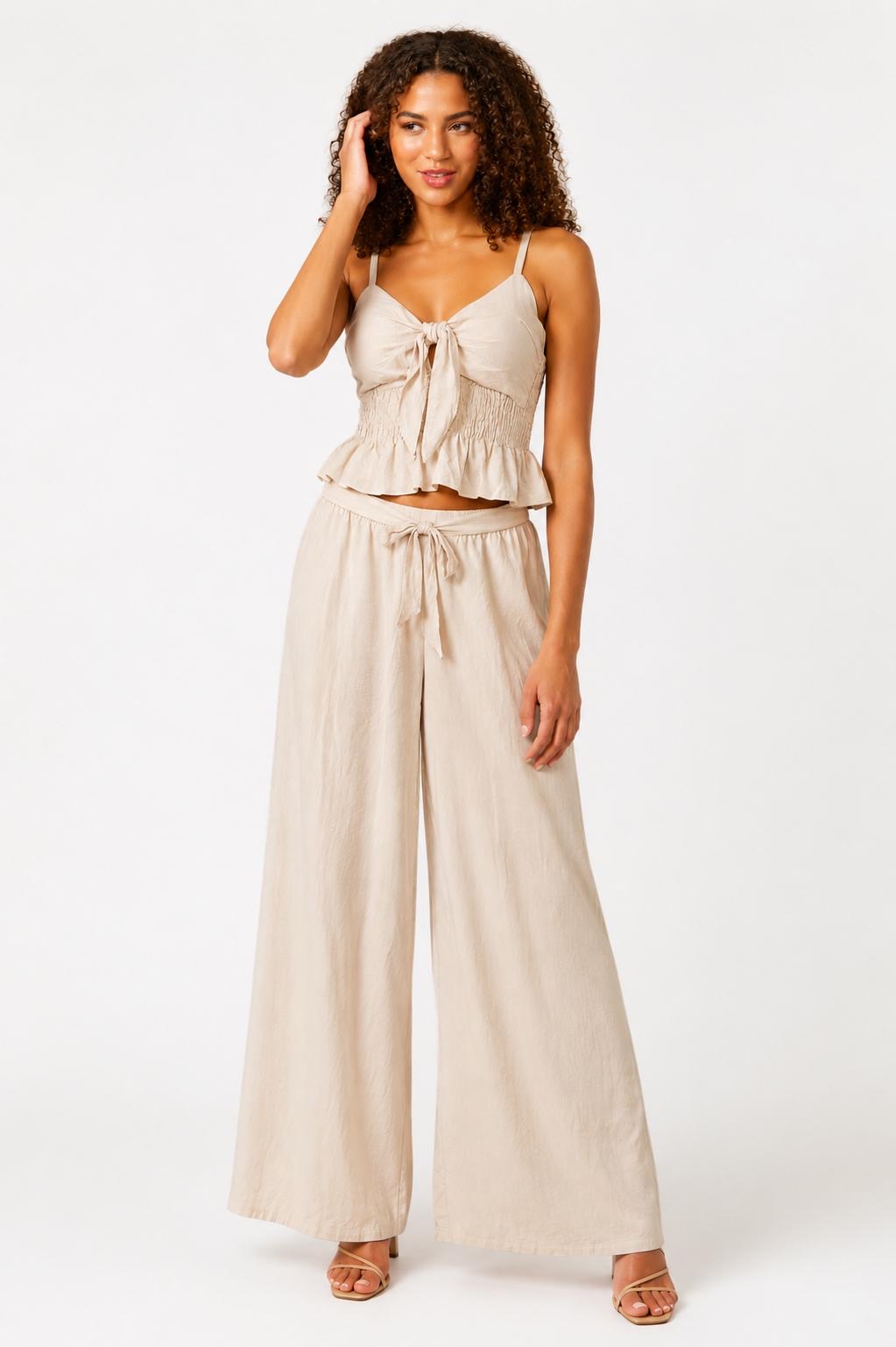 Tie Front Wide Leg Co-Ord Set