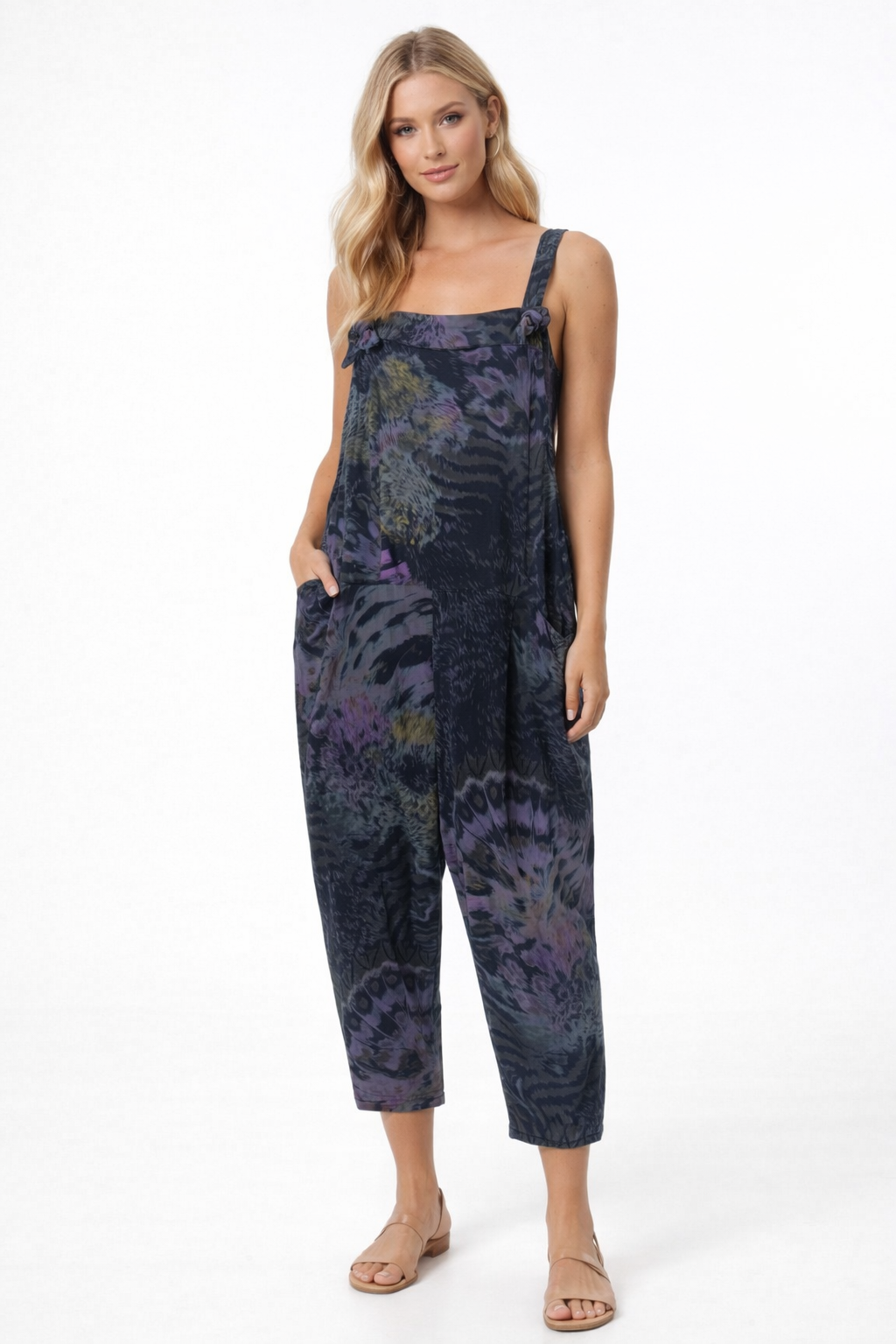 Boho Safari Print Dungarees 3/4 Length