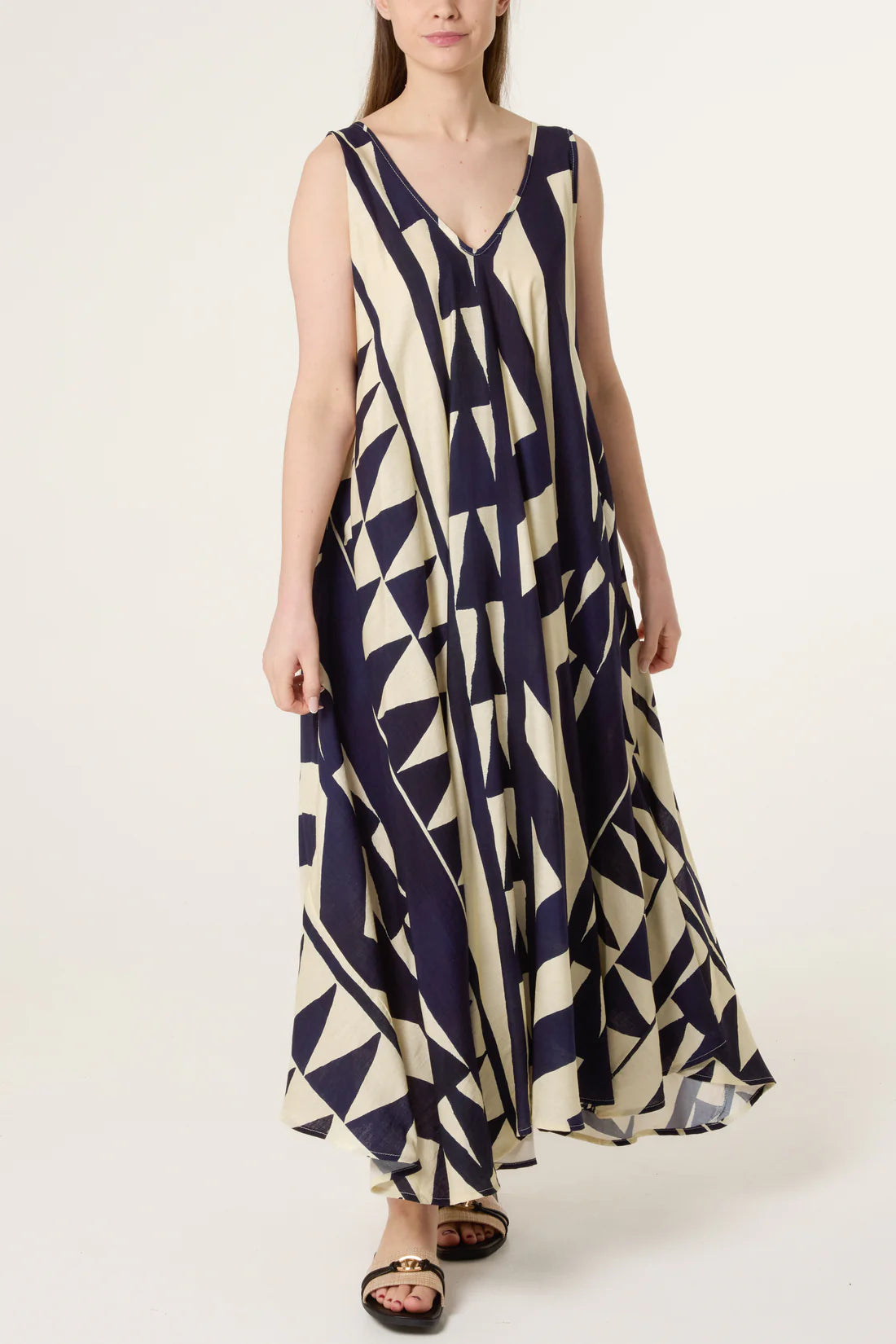 Geometric Triangle V-Neck Dress