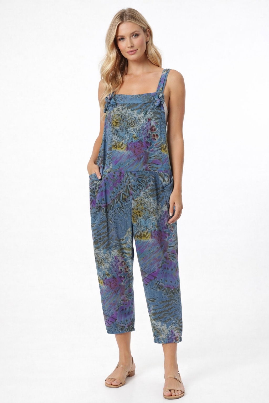 Boho Safari Print Dungarees 3/4 Length