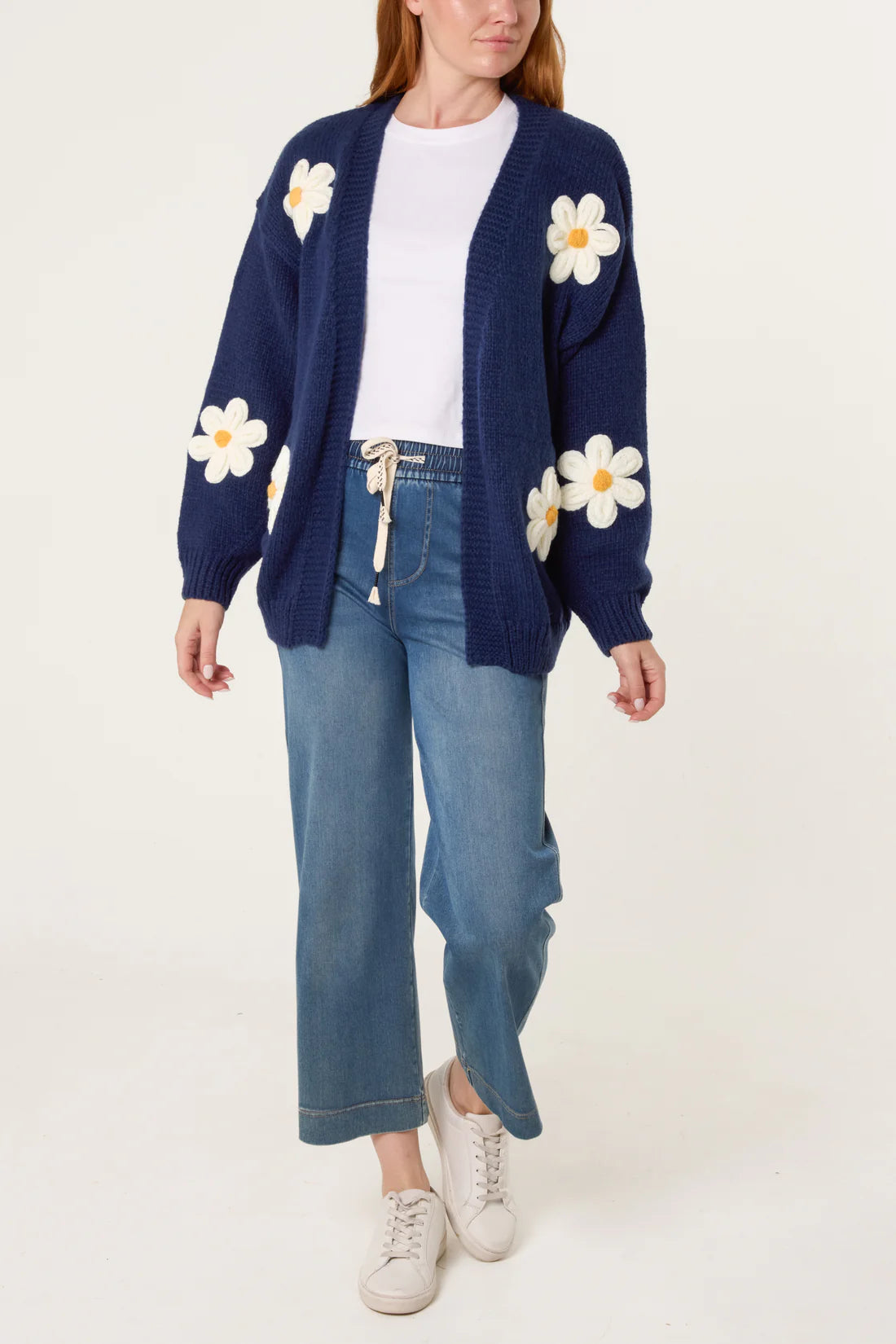 Flocking Daisy Open Knit Cardigan