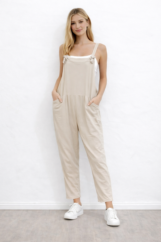 Plaine - Bow Detail Plain Dungarees