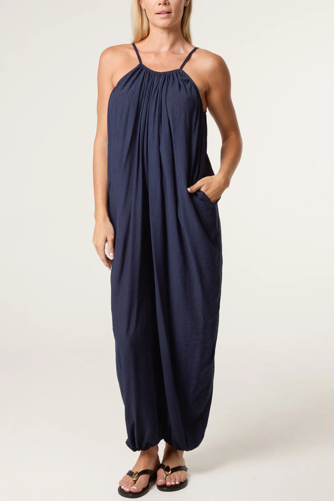 Crinkle Fabric Cami Jumpsuit