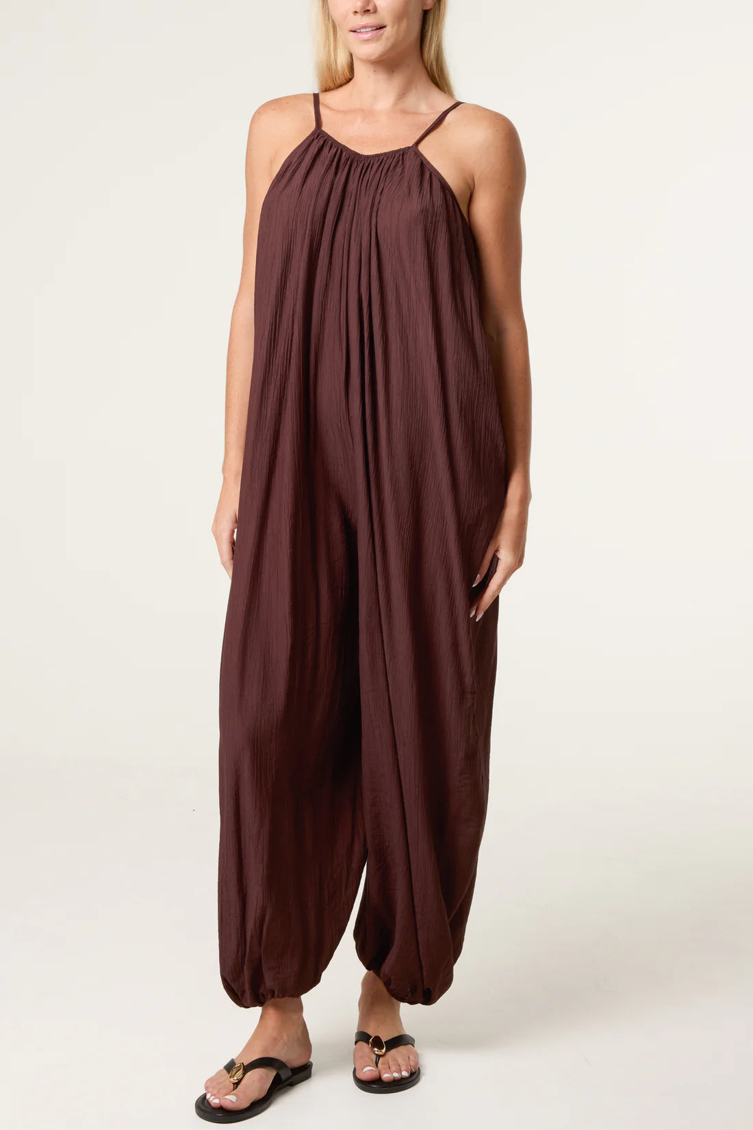 Crinkle Fabric Cami Jumpsuit