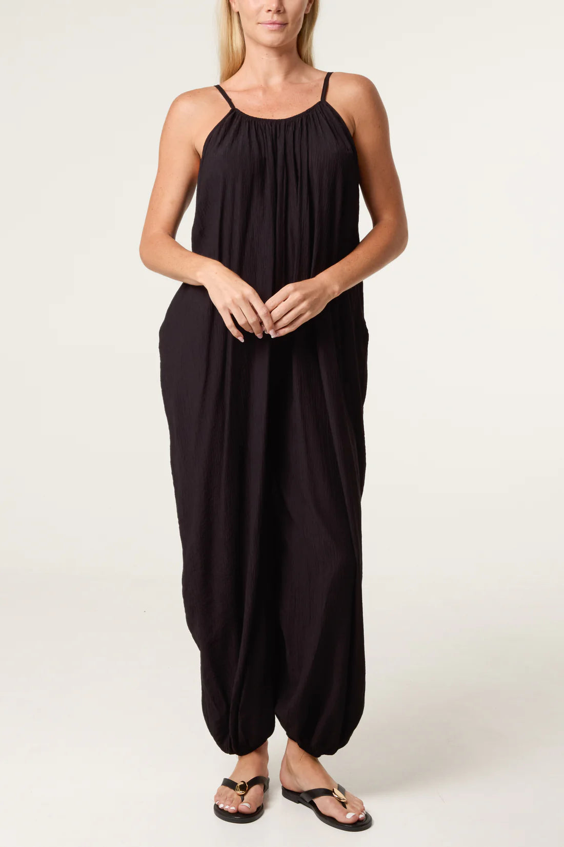 Crinkle Fabric Cami Jumpsuit
