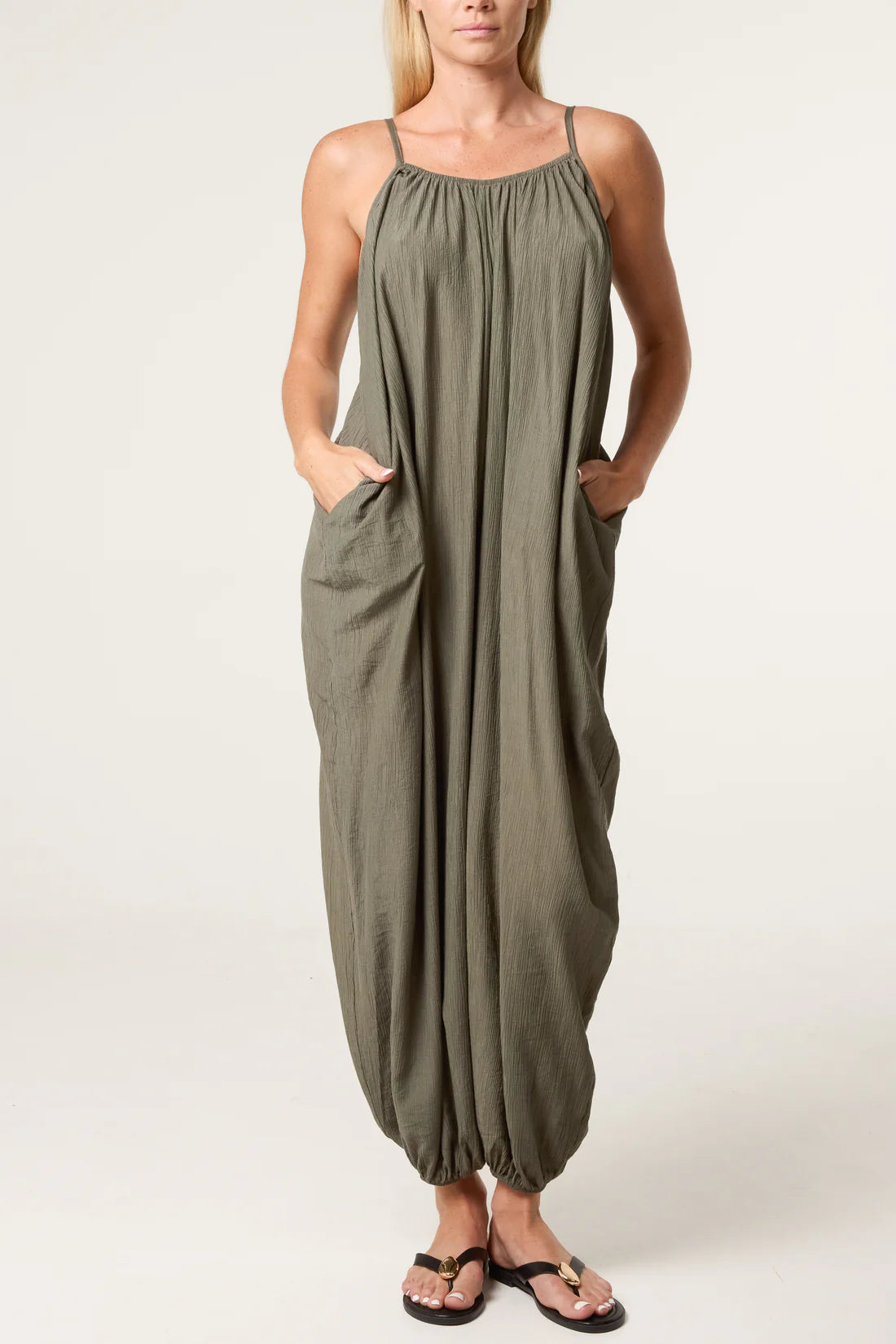 Crinkle Fabric Cami Jumpsuit
