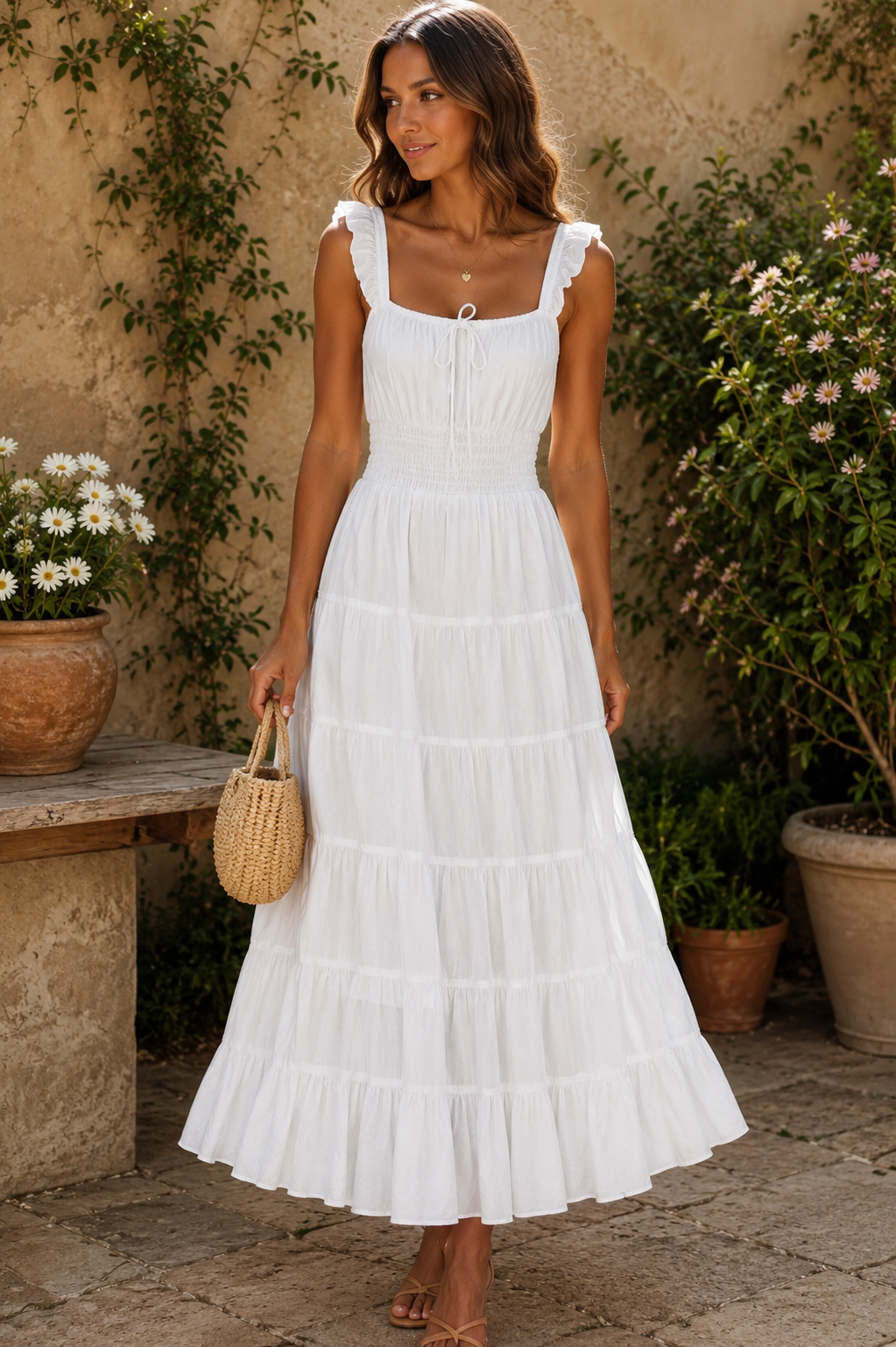 Amelia White Boho Maxi Dress