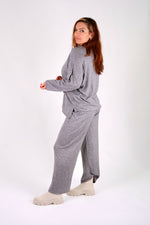 Load image into Gallery viewer, Soft Touch Collar Detail Lounge Set - Pinstripe
