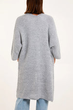 Load image into Gallery viewer, Tricot Knit Pockets Long Cardigan - Pinstripe
