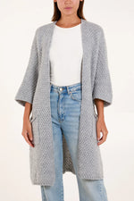 Load image into Gallery viewer, Tricot Knit Pockets Long Cardigan - Pinstripe
