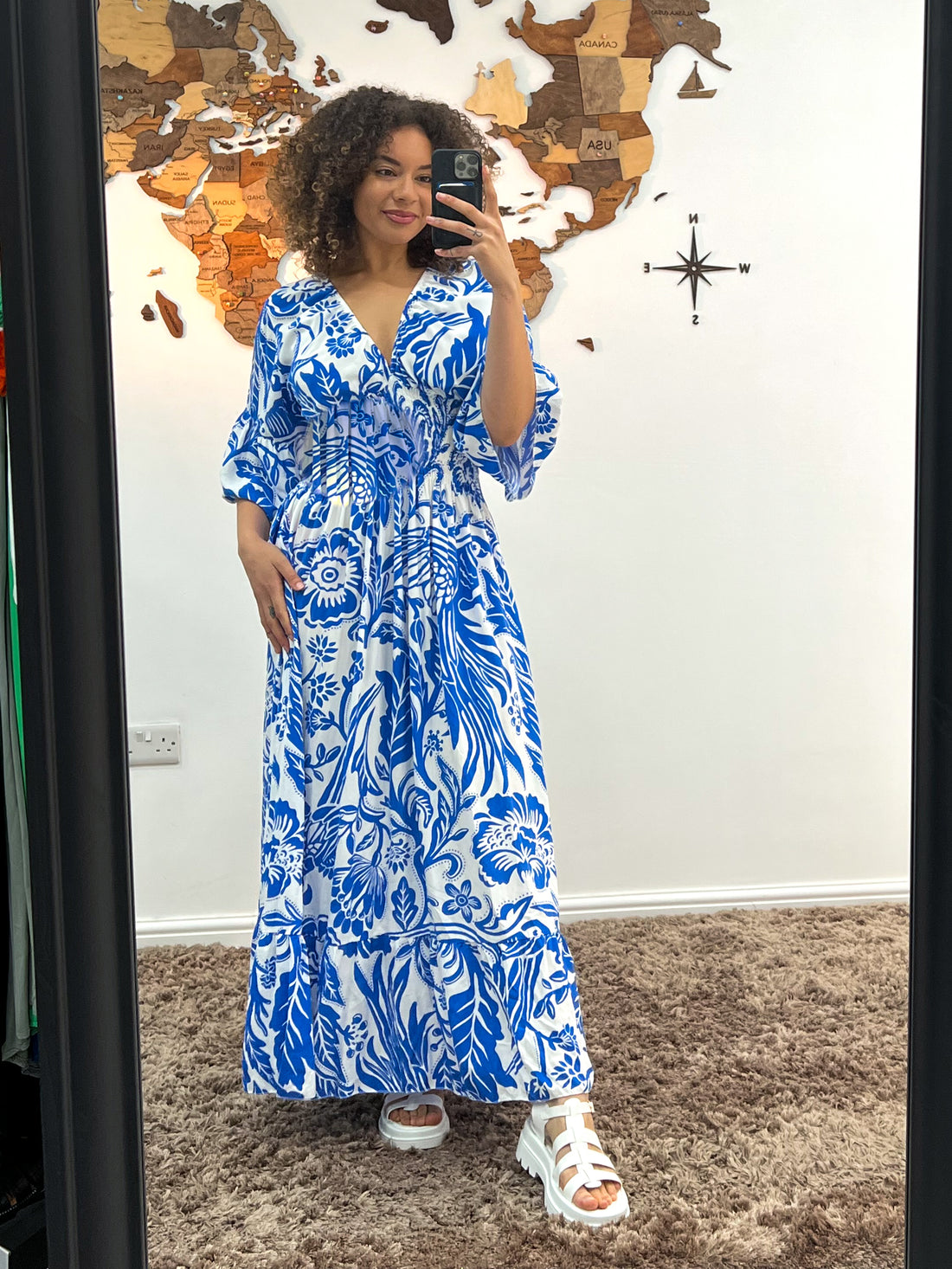 Alison - Floral Print Ruffle Hem Maxi Dress