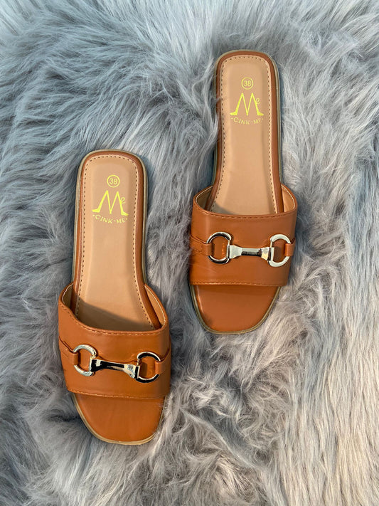 Alexa - Metal Detail Slip On Platform Sandal - Pinstripe