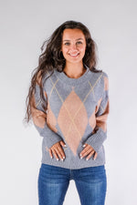 Load image into Gallery viewer, Alia - Geometric Print Grandad Jumper - Pinstripe
