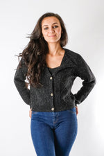 Load image into Gallery viewer, Andressa - Cable Knitted Bra-let Cardigan Set - Pinstripe
