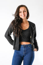 Load image into Gallery viewer, Andressa - Cable Knitted Bra-let Cardigan Set - Pinstripe
