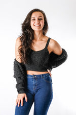 Load image into Gallery viewer, Andressa - Cable Knitted Bra-let Cardigan Set - Pinstripe
