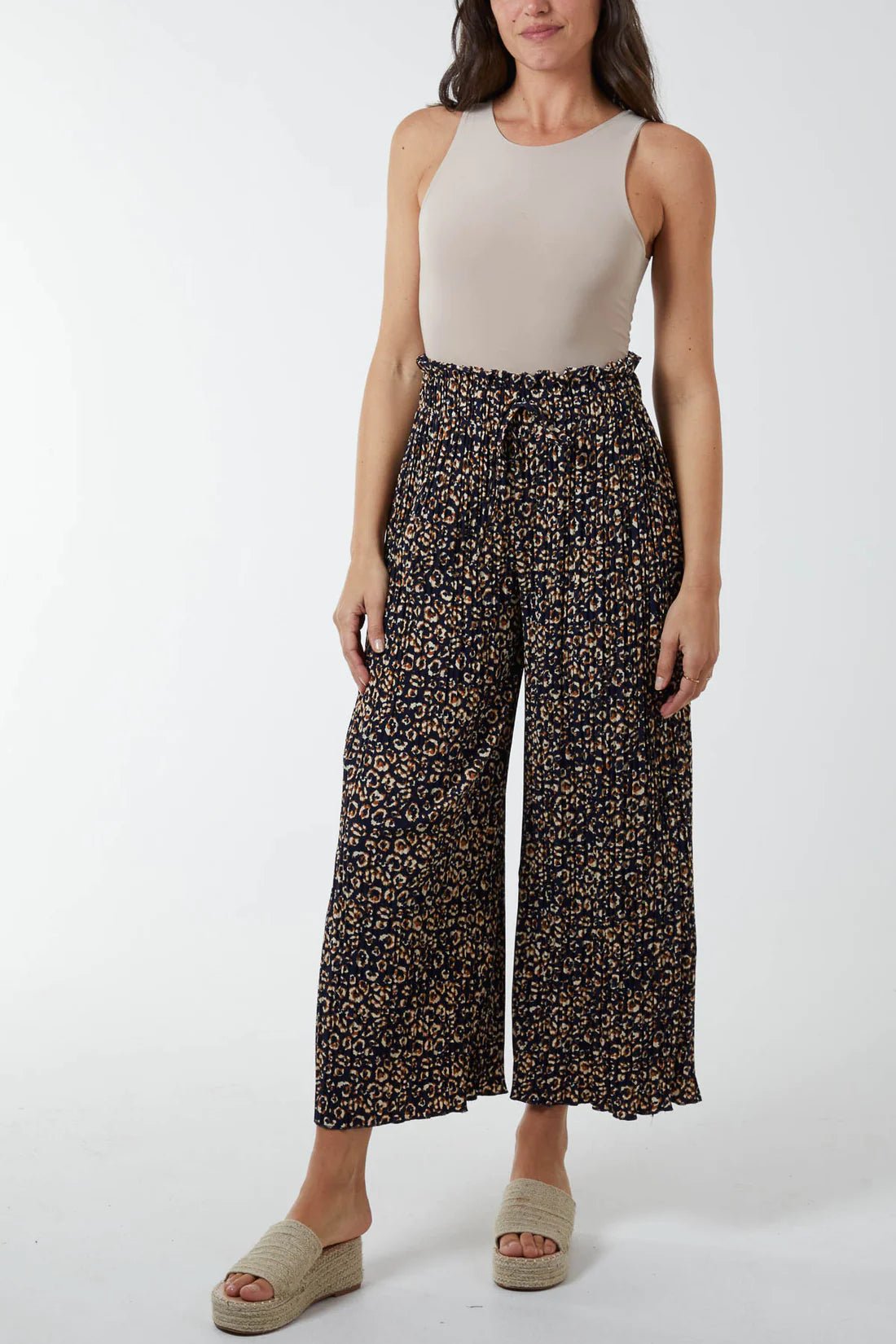 Leopard print 2025 pleated trousers