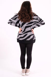 Animal Print Soft Knit Jumper - Pinstripe