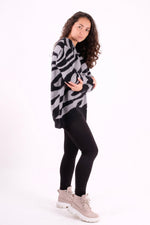 Load image into Gallery viewer, Animal Print Soft Knit Jumper - Pinstripe
