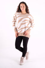 Load image into Gallery viewer, Animal Print Soft Knit Jumper - Pinstripe
