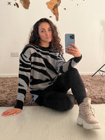 Load image into Gallery viewer, Animal Print Soft Knit Jumper - Pinstripe
