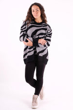 Load image into Gallery viewer, Animal Print Soft Knit Jumper - Pinstripe
