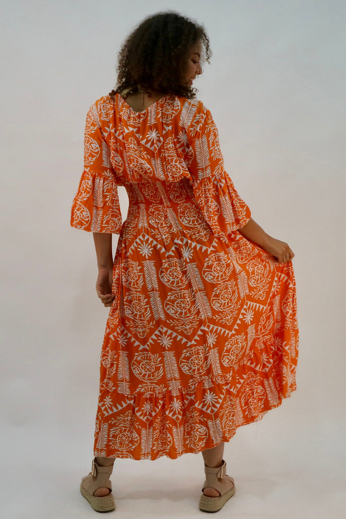 Aztec & Baroque Shirred Bodice Maxi Dress - Pinstripe