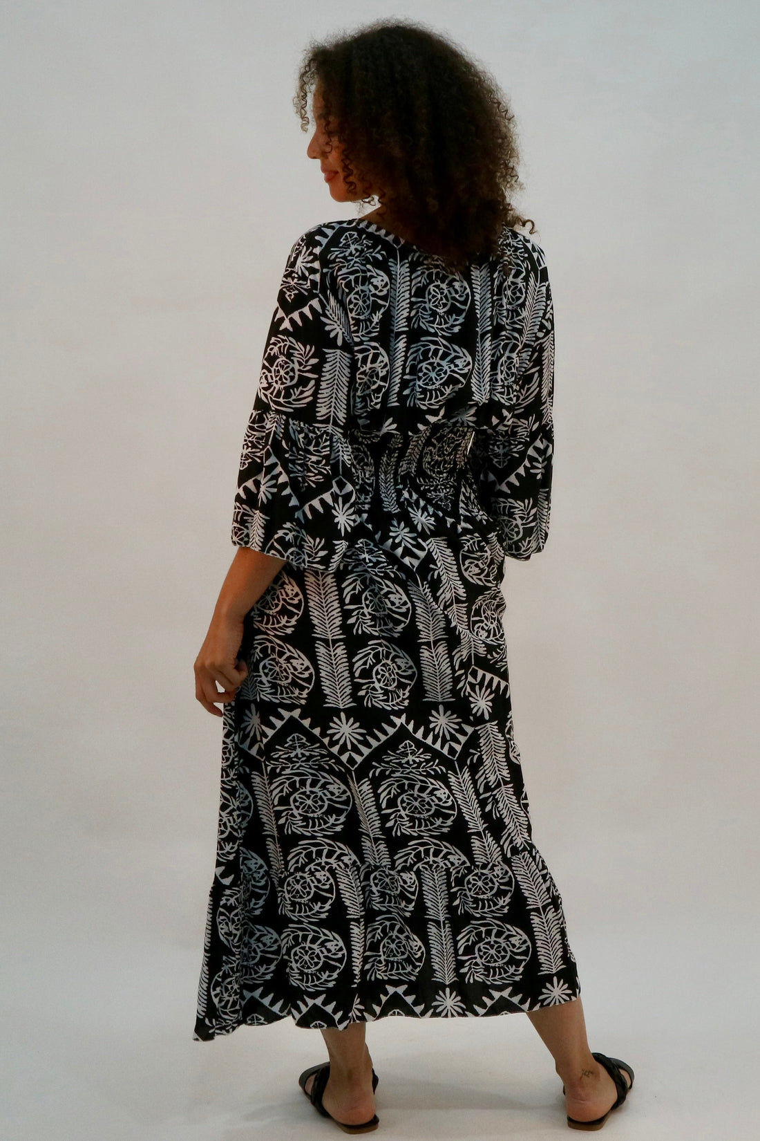 Aztec & Baroque Shirred Bodice Maxi Dress - Pinstripe