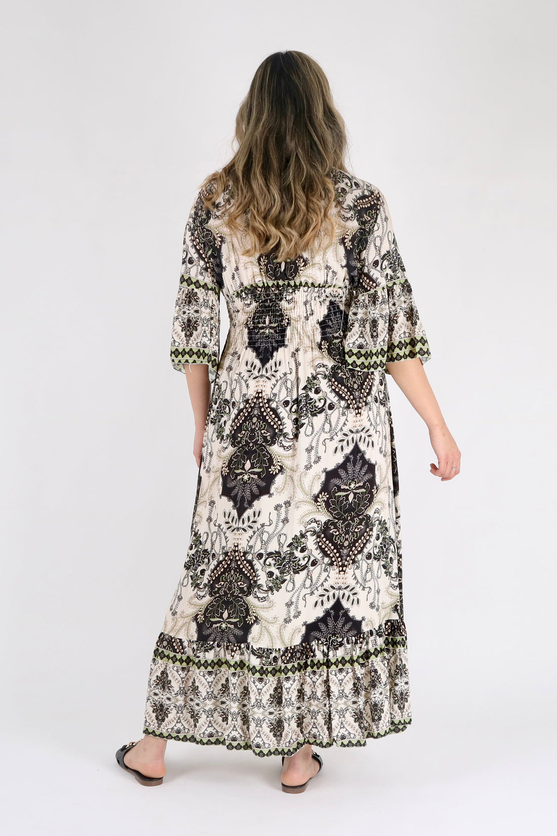 Black Floral Print Ruffle Hem Maxi Dress - Pinstripe