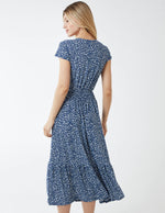 Load image into Gallery viewer, Celine - Button Detail Mono Flower Print Midi Dress - Pinstripe
